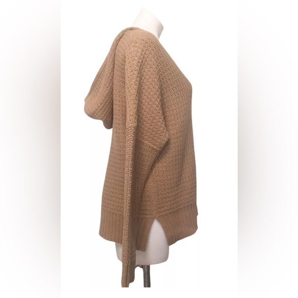 Rachel Zoe Women’s Sweater Hoodie V-Neck Chunky Knit Carmel / Tan - SZ Med - Picture 6 of 9